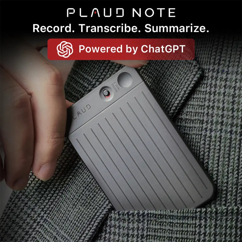 PLAUD NOTE Al Voice Recorder Empowered by Chatgpt. One-Press Recording and Playback. Note Recording & Phone Call Recording Accurately Record Based on Different Scenarios. Amazing Powerful Transcription & Summarization. 0.117-Inch Slim Extremely Portable.